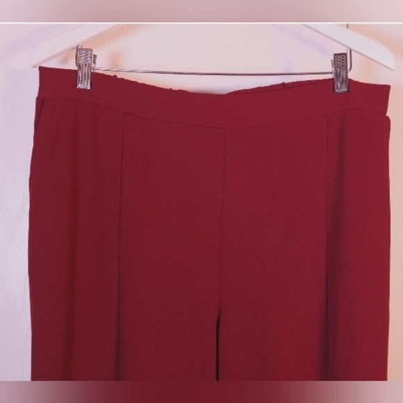 Eloquii Maroon Straight Leg Trouser Size 16 Front Slit Pants Office Date Preppy - Picture 2 of 10